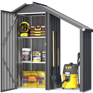 Abri <span class=keywords><strong>de</strong></span> jardin métallique extérieur personnalisé avec <span class=keywords><strong>toit</strong></span> à pignon, portes et étagères, armoire à outils <span class=keywords><strong>de</strong></span> jardin en acier galvanisé pour cour, patio et pelouse - Product Image 1