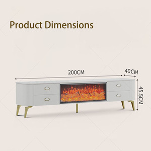 Moderno di lusso bianco camino TV Stand 3D <span class=keywords><strong>simulazione</strong></span> fiamma in legno incorporato in vetro stufa da banco TV Display casa mobili - Product Image 3