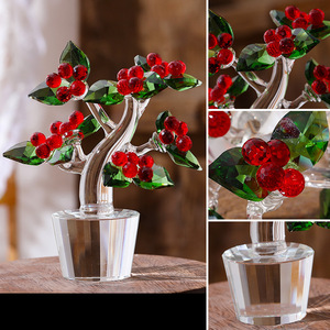 Mini Adorno de Árbol de Cristal con Hojas Rojas y Verdes, Decoración para el Hogar u Oficina, Regalo, Decoración de Planta de Cristal - Product Image 2