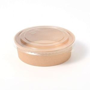Bol à salade rond en papier kraft biodégradable jetable avec couvercle, compatible micro-ondes, pour plats à emporter, camping et restaurants - Product Image 2