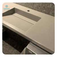 Dalle de surface solide en acrylique haute brillance, fabrication sur mesure, épaisseur personnalisée, pierre artificielle pour comptoirs intérieurs