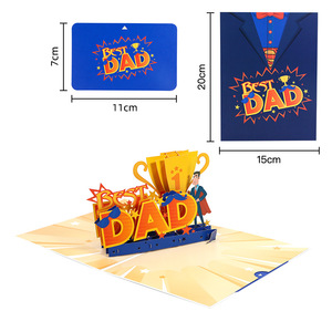 Carte de remerciement unique faite à la main pour la fête des pères, meilleur <span class=keywords><strong>papa</strong></span>, carte artisanale découpée au laser, cartes 3D pop-up pour <span class=keywords><strong>papa</strong></span> - Product Image 2