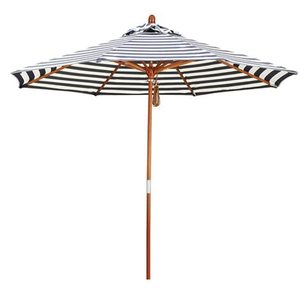 <span class=keywords><strong>Sombrilla</strong></span> Clásica a Rayas Blancas y Negras con Poste <span class=keywords><strong>de</strong></span> Madera para Decoración Costera y Náutica - Product Image 1