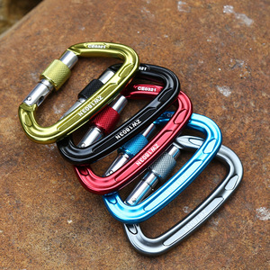 <b>D</b> <b>Type</b> Screw Gate Carabiner Aluminum Alloy 241707 Climbing Outdoor Hook Gray - Product Image 2