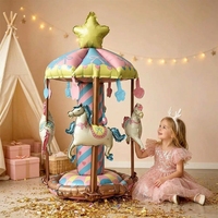 Nouveaux ballons en aluminium 3D en forme de carrousel pour enfants, style Morandi, grands ballons réutilisables pour décoration de fête, OEM ODM