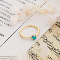 Emotiona Circuluml Factory Bague en Argent Sterling 925 Plaqué Or 14K avec Pierre Précieuse Turquoise Opale Simpler