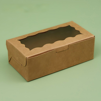 Boîte à gâteau pliante en papier kraft simple avec fenêtre, pour bonbons et biscuits, vente en gros