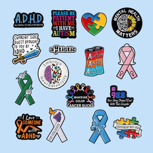 Spilla in metallo smaltato personalizzata, Fabbrica professionale con oltre 20 anni di esperienza, Distintivo personalizzato a forma di nastro per la consapevolezza sul cancro con la scritta "Quanto che tu abbia il cancro, lo odi" - Product Image 4