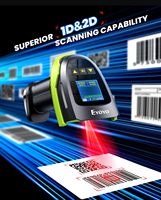 Escáner de Códigos de Barras 1D 2D QR Eyoyo EY-046 Pro, Base de Carga con Bloqueo para Montaje en Pared, Batería Extraíble de 2900 mAh, Teclado LCD de 1.44 Pulgadas