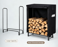 Support de rangement pour bûches en fer avec housse imperméable, support robuste pour foyer intérieur, patio, véranda, jardin