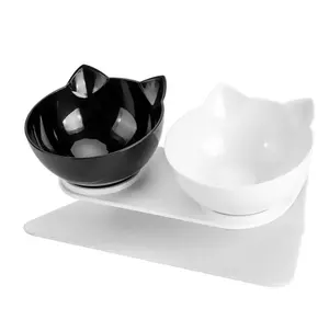 고양이 더블 그릇 기울이면 고양이 개 음식 물 그릇 애완 동물 피더 그릇 고양이와 작은 개 제기 투명 구토 귀여운