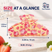 Pince à Cheveux en Gros Motif Fraise 9cm, Mignonne Pince à Cheveux Rose Fruitée pour Femmes et Filles, Accessoire de Mode pour Cheveux