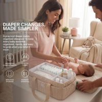 Cesto Organizador de Fraldas para Bebê Mais Vendido, Cesto de Presente para Chá de Bebê, Cesto de Armazenamento para Berçário com Alças para Itens Essenciais de Recém-Nascidos
