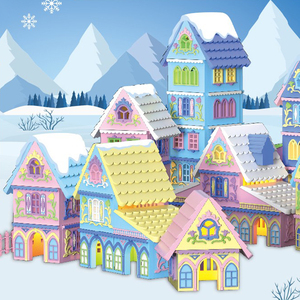 Kit de pintura de yeso DIY, casa de nieve de cuento de hadas, set de construcción de diorama 3D, juguete educativo de arte y manualidades para niños, juego creativo - Product Image 4