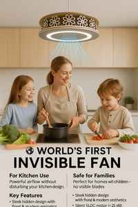 Ventilador de techo sin aspas de 12V CC con acabado de madera + diseño invisible de luz LED para cocinas modernas y seguridad familiar - Product Image 3