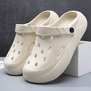 Men's Casual Breathable Thick Soled Non Slip <b>Clogs</b> Platform Heel 4cm Solid Color Sandals For Beach Walks - Product Image 2