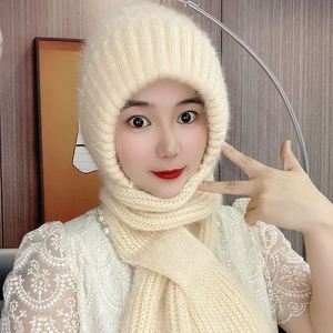 Women's Pineapple Pattern Polyester Hat Scarf Combo 2024 Winter Style Thick Fleece-Lined Hooded <b>Neck</b> <b>Warmer</b> - Product Image 3