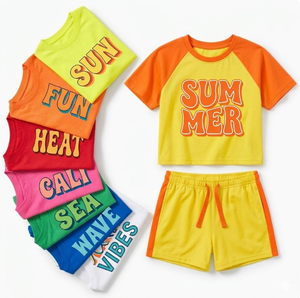 Vêtements d'été pour garçons et filles, ensemble 2 pièces, hauts à manches courtes col rond et shorts à motifs variés, vêtements pour enfants de 3 à 6 ans - Product Image 2