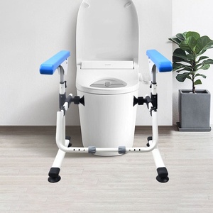 Low Price Adjustable Toilet Safety Rail for Bariatric Home Care PE Anti Slip Grip 360 Rotatable Clamp Length Height Adjustable - Product Image 2
