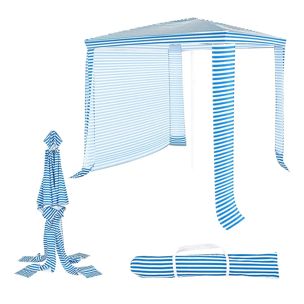 Sọc in xách tay vuông bãi biển Ô mát Cabana Lều bãi biển Tán lều Sun Shade nơi trú ẩn