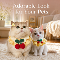 Collier pour animaux de compagnie en crochet fait main, joli cache-col tricoté pour chien et chat, en coton doux, réglable, accessoires pour petits chiens, plus de 10 modèles