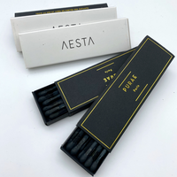 Boîtes d'allumettes en bois noir écologiques personnalisées avec impression et estampage à chaud, allumettes de sécurité longues pour bougies, cadeaux de mariage de luxe en gros