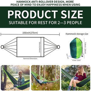 210T tela de nailon paracaídas portátil al aire libre niños hamaca con 2 correas de árbol <span class=keywords><strong>dos</strong></span> personas hamaca ligera <span class=keywords><strong>para</strong></span> mochilero - Product Image 2