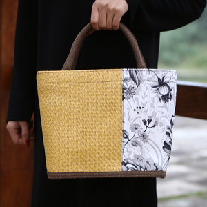 New style straw tote bag, bamboo woven bag, tea set storage bag, beach bag, straw woven bag, dropshipping available, bamboo - Product Image 2