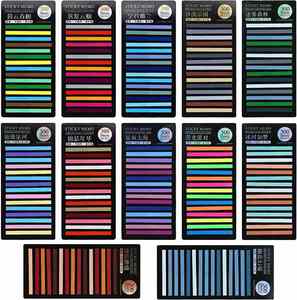 12 marque-pages autocollants translucides en PET, onglets d'indexation colorés, bandes surligneuses, drapeaux de livre, autocollants pour notes - Product Image 3