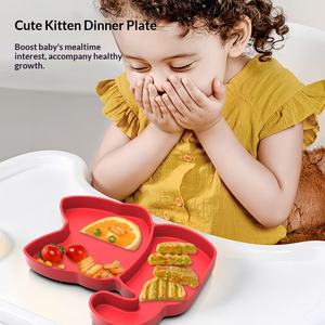 Plato de Silicona para Niños con Ventosa, Tipo Dividido, Antideslizante, para Alimentación <span class=keywords><strong>Complementaria</strong></span>, Vajilla para Bebés de <span class=keywords><strong>6</strong></span> <span class=keywords><strong>Meses</strong></span>+ - Product Image 1