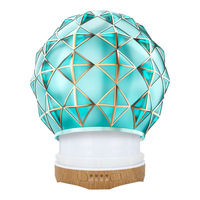 Diffuseur d'huiles essentielles en verre grain de bois 250 ml, modèle privé, technologie ultrasonique, lumière colorée, traçage doré, usage domestique