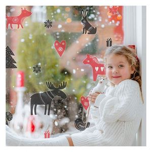 Autocollant de fenêtre de Noël, décoration animale hivernale pour les vitrines de maisons et de magasins festifs, cadeaux promotionnels - Product Image 1