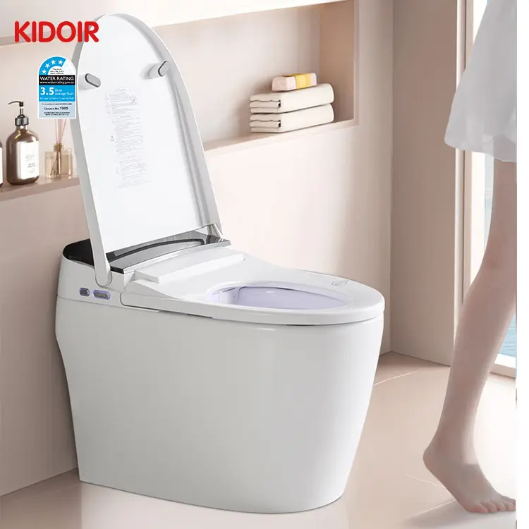 Kidoir Autolimpiante Sensor de apertura automática Flush Siphonic Inodoro automático Piso Baño electrónico Wc Inodoro inteligente