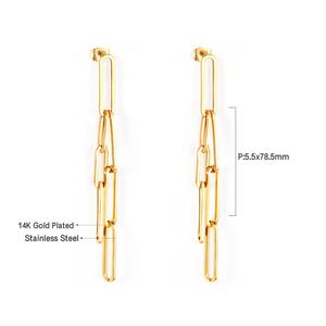 Pendientes Largos de Acero Inoxidable con Baño de Oro de 18K de Alta Calidad para Mujer, Joyería de Moda con Cadena y Borlas - Product Image 4