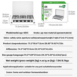 Estufa de <span class=keywords><strong>Gas</strong></span> Comercial para Cocina, 5 Quemadores, Placa de Hierro Fundido, Encendido Manual, Funciona con <span class=keywords><strong>Gas</strong></span> LPG, Portátil, para Uso en Hoteles y Hogares, Uso en Exteriores - Product Image 4