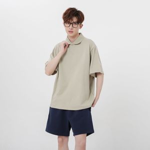 Algodón Lose Polo Streetwear <span class=keywords><strong>Oversized</strong></span> Drop Shoulder Polo T-shirt Logotipo personalizado Collar <span class=keywords><strong>Plain</strong></span> <span class=keywords><strong>Men</strong></span>'s Polo - Product Image 2