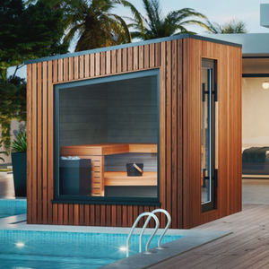 Glastür-Saunaofen Traditioneller Elektrischer Heizer Moderner Minimalistischer Quadratischer Finlandia Sunstream Outdoor Far 9kW 2-Personen-Sauna - Product Image 3