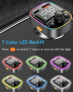 Adaptador para Auto, Llamadas Manos Libres Inalámbricas, Receptor de Radio con Transmisor FM, Puerto de Carga USB Tipo-C QC3.0, Retroiluminación de 7 Colores - Product Image 5
