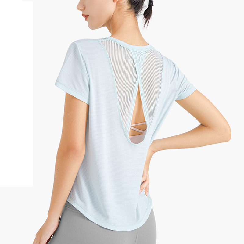 Outdoor Sports Mesh Loose Cold Breathable Quick-Drying Clothes Running Women'S Yoga Top
