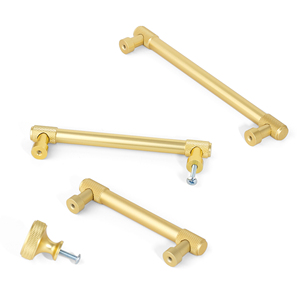 Aluminum Alloy Brushed Gold Knurled T Bar Pull Furniture Cabinet <strong>Door</strong> Handles Luxury Shapes for Kitchen <strong>Bedroom</strong> Living Room - Product Image 5