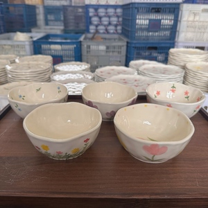 Cuenco <span class=keywords><strong>de</strong></span> cerámica irregular hecho a mano directo <span class=keywords><strong>de</strong></span> fábrica para <span class=keywords><strong>ensalada</strong></span> y postre, cuenco pellizcado creativo estilo flor para Matcha para servir - Product Image 5