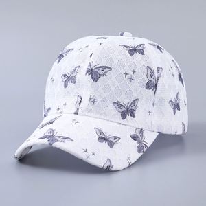Gorra de Béisbol de 6 Paneles con Diseño de Libélula y Encaje, Tejido de Malla Transpirable, Visera Curva Ajustable, con Pedrería - Product Image 6