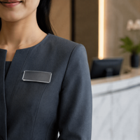 Plaque de badge nominatif personnalisée en acrylique vierge, porte-badge d'identification pour personnel, badge de bureau et d'hôtel, plaque avec logo imprimé UV pour uniformes et événements