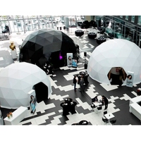 Dôme géodésique en acier, demi-dôme géodésique, structure de couverture géodésique hexagonale, tente transparente de 5 m, tente galaxie