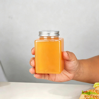 Transparante vierkante PET-fles voor dranken met verzegelde aluminium dop 350/500ML, op maat gemaakte etiket plastic fles voor fruitthee, sap, frisdrank