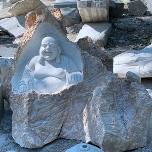 Bahçe dekore edilmiştir gri granit buda kafa oymalar - Product Image 5