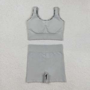 Disponibile Set Sportivo da Donna per Yoga e Fitness, Top Corto a Costine a Quadretti e Pantaloncini, <span class=keywords><strong>Abbigliamento</strong></span> per Adulti all'Ingrosso - Product Image 6