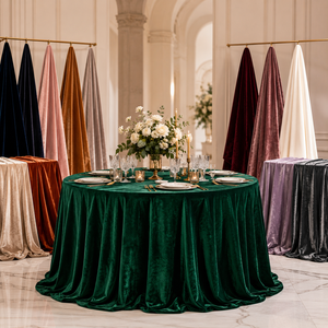 Wholesale Custom Color Premium Velvet <b>Round</b> <b>Tablecloth</b> for Wedding Banquet Event Rental Bulk Supply - Product Image 1