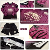 Ensemble d'équipement de gardien de but : Maillot rembourré à manches longues/courtes, pantalon ou pantalon de survêtement, ensemble uniforme de football violet