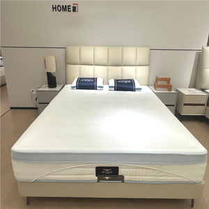Lit King-Size Luxueux Haut de Gamme en Cuir de Vachette Pleine Fleur et Bois de Chêne, Mobilier de <span class=keywords><strong>Chambre</strong></span> Confortable, Vente en Gros - Product Image 1